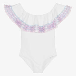Stella Cove-Teen Girls White Frilled Swimsuit | Childrensalon Outlet