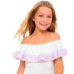 Stella Cove-Teen Girls White Frilled Swimsuit | Childrensalon Outlet