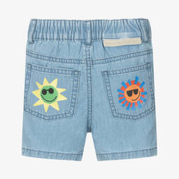 Stella McCartney Kids-شورت أطفال ولادي قطن عضوي شامبري لون أزرق | Childrensalon Outlet