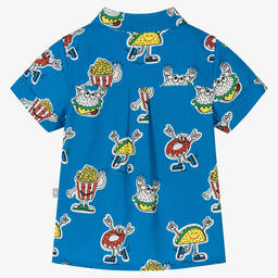 Stella McCartney Kids-Голубая хлопковая рубашка с принтом | Childrensalon Outlet