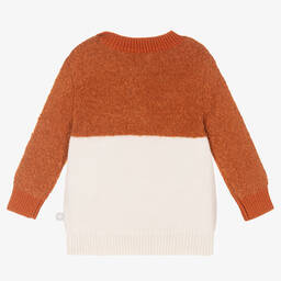 Stella McCartney Kids-كنزة أطفال ولادي قطن محبوك لون برتقالي وعاجي | Childrensalon Outlet