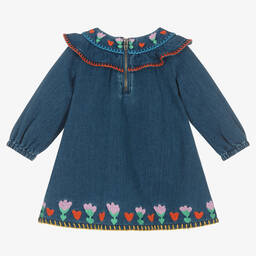 Stella McCartney Kids-Синее джинсовое платье с вышивкой | Childrensalon Outlet