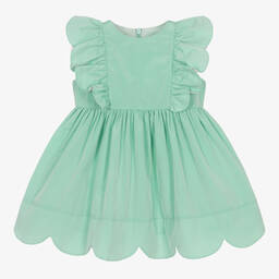 Stella McCartney Kids-Baby Girls Green Frilled Taffeta Dress | Childrensalon Outlet