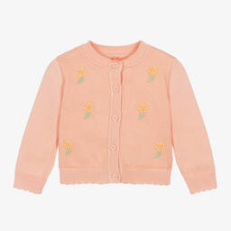 Stella McCartney Kids-Baby Girls Orange Floral Cotton Knit Cardigan | Childrensalon Outlet