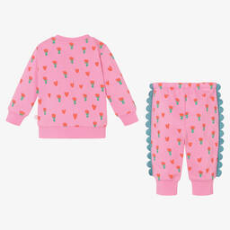 Stella McCartney Kids-Розовый спортивный костюм из хлопка с тюльпанами | Childrensalon Outlet