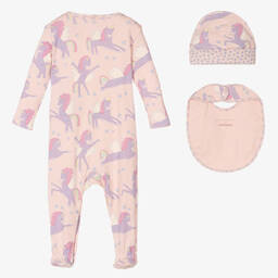 Stella McCartney Kids-طقم أفرول قطن عضوي لون زهري للمولودات | Childrensalon Outlet