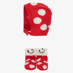 Stella McCartney Kids-Baby Girls Red Polka Dot Bonnet & Socks Set | Childrensalon Outlet