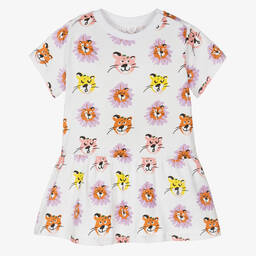 Stella McCartney Kids-Baby Girls White Cotton Big Cat Dress | Childrensalon Outlet