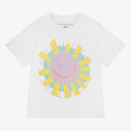 Stella McCartney Kids-Baby Girls White Organic Cotton Sun T-Shirt | Childrensalon Outlet