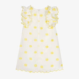 Stella McCartney Kids-Бело-желтое платье в горошек | Childrensalon Outlet