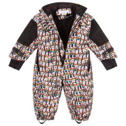 Stella McCartney Kids Ski Wear Capsule-أوفرول شتوي أطفال بناتي لون أسود بطبعة ملونة | Childrensalon Outlet