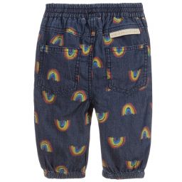 Stella McCartney Kids-Blue Chambray Rainbow Trousers | Childrensalon Outlet
