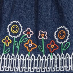 Stella McCartney Kids-Синее платье из денима с цветами | Childrensalon Outlet