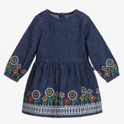 Stella McCartney Kids-Синее платье из денима с цветами | Childrensalon Outlet