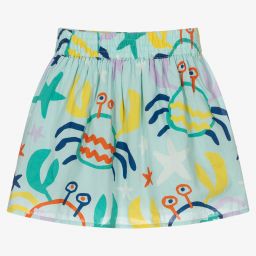 Stella McCartney Kids-تنورة قطن عضوي لون أزرق فاتح | Childrensalon Outlet