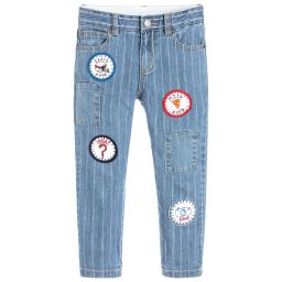 Stella McCartney Kids-Blue Striped Slim Leg Jeans | Childrensalon Outlet