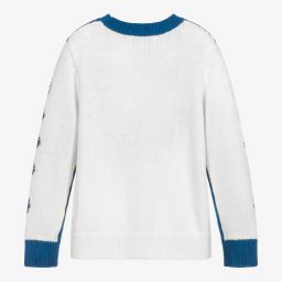 Stella McCartney Kids-Бело-синий свитер с собакой | Childrensalon Outlet