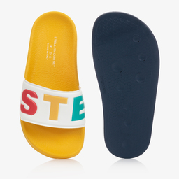 Stella McCartney Kids-Blue & Yellow Logo Sliders | Childrensalon Outlet
