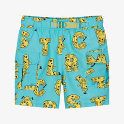 Stella McCartney Kids-Boys Aqua Blue SpongeBob Logo Swimshorts | Childrensalon Outlet