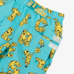 Stella McCartney Kids-Boys Aqua Blue SpongeBob Logo Swimshorts | Childrensalon Outlet