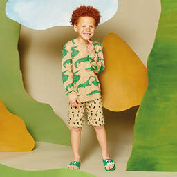 Stella McCartney Kids-Бежевые шорты с треугольниками для мальчиков | Childrensalon Outlet