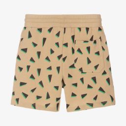 Stella McCartney Kids-Бежевые шорты с треугольниками для мальчиков | Childrensalon Outlet