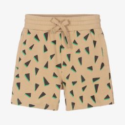 Stella McCartney Kids-Бежевые шорты с треугольниками для мальчиков | Childrensalon Outlet