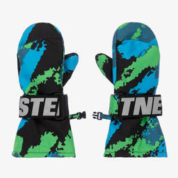 Stella McCartney Kids-Boys Black & Blue Ski Mittens | Childrensalon Outlet