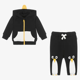 Stella McCartney Kids-Boys Black Cotton Penguin Tracksuit | Childrensalon Outlet