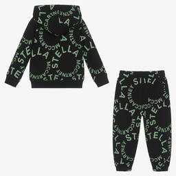 Stella McCartney Kids-Boys Black & Green Cotton Tracksuit | Childrensalon Outlet