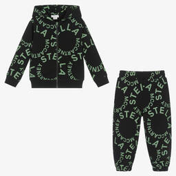 Stella McCartney Kids-Boys Black & Green Cotton Tracksuit | Childrensalon Outlet