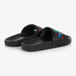 Stella McCartney Kids-شبشب سلايدرز جلد صناعي لون أسود للأولاد | Childrensalon Outlet