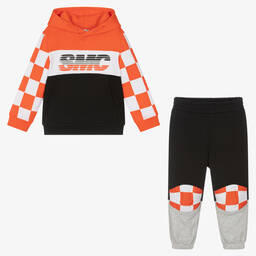 Stella McCartney Kids-تراكسوت قطن عضوي لون أسود وبرتقالي للأولاد | Childrensalon Outlet