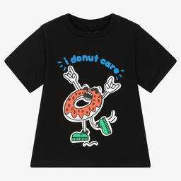 Stella McCartney Kids-Boys Black Organic Cotton Cartoon T-Shirt  | Childrensalon Outlet