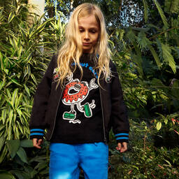 Stella McCartney Kids-Boys Black Organic Cotton Cartoon T-Shirt  | Childrensalon Outlet
