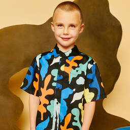 Stella McCartney Kids-Boys Black Seaweed Print Shirt | Childrensalon Outlet