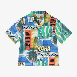 Stella McCartney Kids-Boys Blue Aloha Graphic Cotton Shirt | Childrensalon Outlet