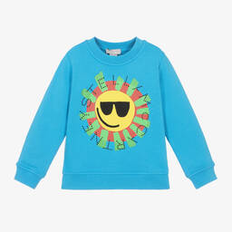 Stella McCartney Kids-سويتشيرت قطن عضوي جيرسي لون أزرق للأولاد | Childrensalon Outlet