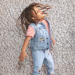 Stella McCartney Kids-جيليه قطن عضوي دنيم لون أزرق فاتح للأولاد | Childrensalon Outlet