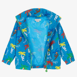 Stella McCartney Kids-Голубая куртка с капюшоном и пальмами | Childrensalon Outlet