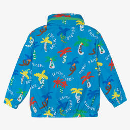 Stella McCartney Kids-Голубая куртка с капюшоном и пальмами | Childrensalon Outlet