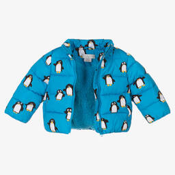 Stella McCartney Kids-Голубой пуховик с пингвинами | Childrensalon Outlet