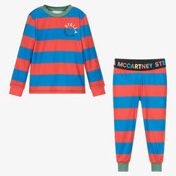 Stella McCartney Kids-Голубой топ и термоштанишки в красную полоску | Childrensalon Outlet
