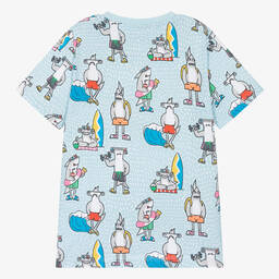 Stella McCartney Kids-Boys Blue Shark Organic Cotton T-Shirt | Childrensalon Outlet