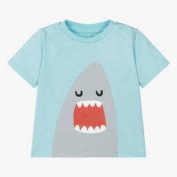 Stella McCartney Kids-Boys Blue Shark Organic Cotton T-Shirt | Childrensalon Outlet