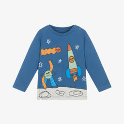 Stella McCartney Kids-Boys Blue Space-Themed Cotton Shirt | Childrensalon Outlet