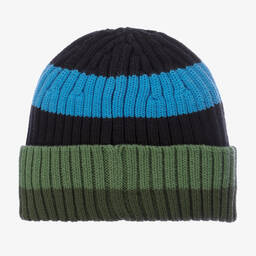 Stella McCartney Kids-قبعة مزيج قطن محبوك وصوف مقلّم لون أزرق | Childrensalon Outlet