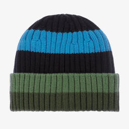 Stella McCartney Kids-قبعة مزيج قطن محبوك وصوف مقلّم لون أزرق | Childrensalon Outlet