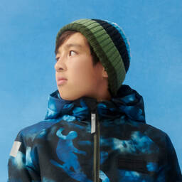 Stella McCartney Kids-قبعة مزيج قطن محبوك وصوف مقلّم لون أزرق | Childrensalon Outlet