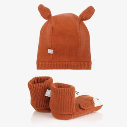 Stella McCartney Kids-Boys Brown Hat & Booties Set | Childrensalon Outlet